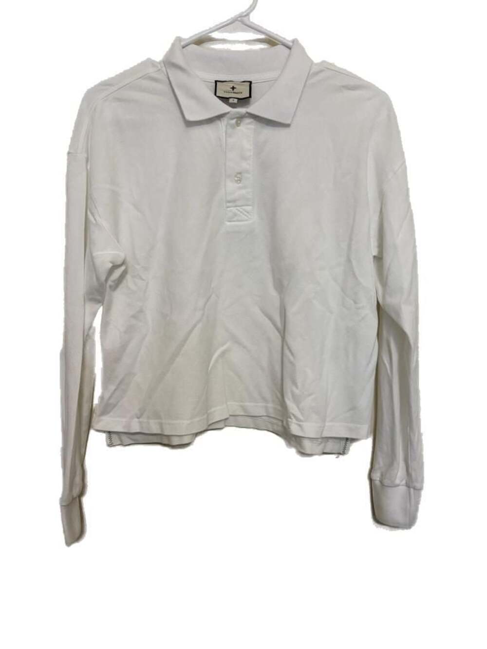 Tuckernuck White Long Sleeve Cropped Polo Shirt, Size S